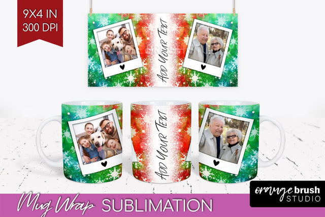 Christmas Photo Frame Mug Wrap - Tie Dye Mug Sublimation Sublimation OrangeBrushStudio 
