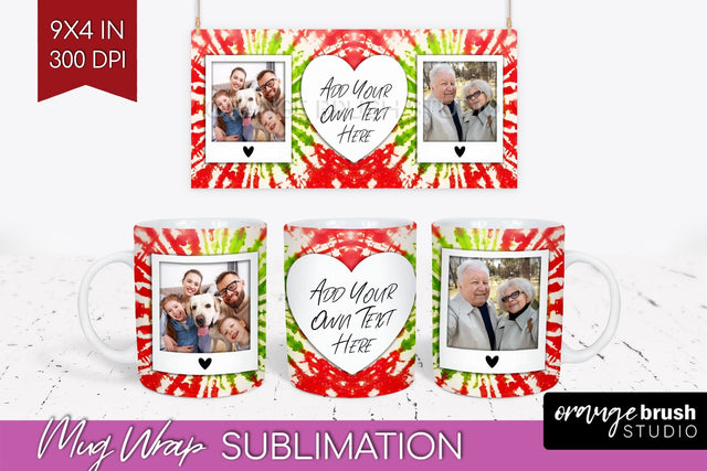 Christmas Photo Frame Mug Wrap - Tie Dye Mug Sublimation Sublimation OrangeBrushStudio 