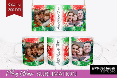 Christmas Photo Frame Mug Wrap - Tie Dye Mug Sublimation Sublimation OrangeBrushStudio 