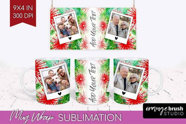 Christmas Photo Frame Mug Wrap - Tie Dye Mug Sublimation Sublimation OrangeBrushStudio 
