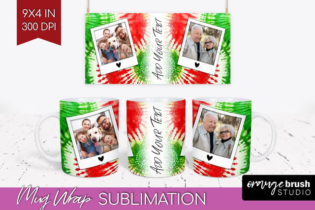 Christmas Photo Frame Mug Wrap - Tie Dye Mug Sublimation Sublimation OrangeBrushStudio 