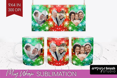 Christmas Photo Frame Mug Wrap - Tie Dye Mug Sublimation Sublimation OrangeBrushStudio 