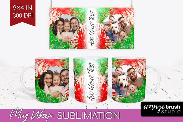 Christmas Photo Frame Mug Wrap - Tie Dye Mug Sublimation Sublimation OrangeBrushStudio 