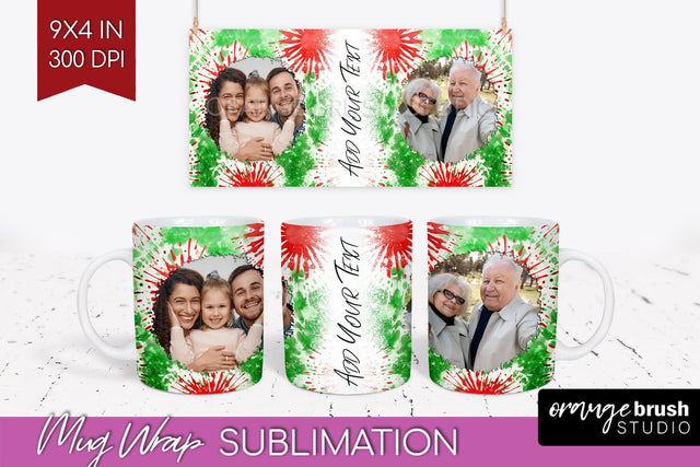 Christmas Photo Frame Mug Wrap - Tie Dye Mug Sublimation Sublimation OrangeBrushStudio 