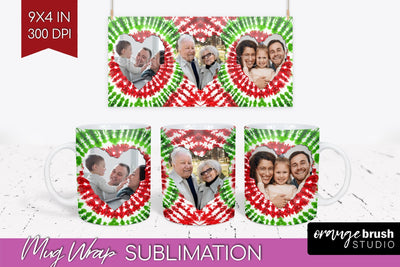 Christmas Photo Frame Mug Wrap - Tie Dye Mug Sublimation Sublimation OrangeBrushStudio 