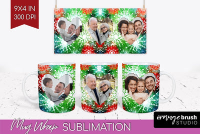 Christmas Photo Frame Mug Wrap - Tie Dye Mug Sublimation Sublimation OrangeBrushStudio 