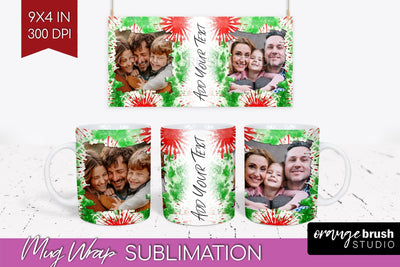 Christmas Photo Frame Mug Wrap - Tie Dye Mug Sublimation Sublimation OrangeBrushStudio 