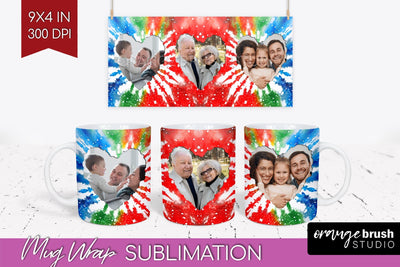 Christmas Photo Frame Mug Wrap - Tie Dye Mug Sublimation Sublimation OrangeBrushStudio 