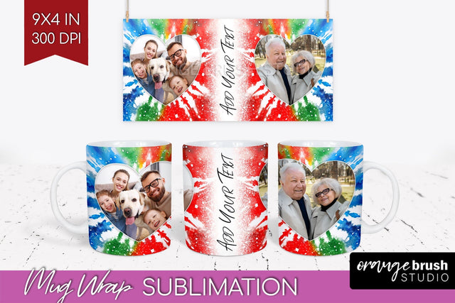 Christmas Photo Frame Mug Wrap - Tie Dye Mug Sublimation Sublimation OrangeBrushStudio 