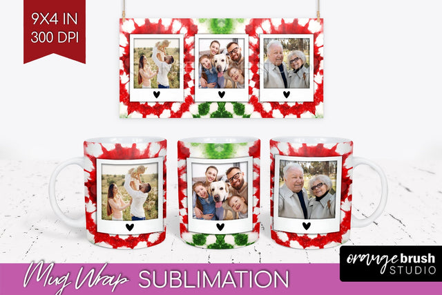 Christmas Photo Frame Mug Wrap - Tie Dye Mug Sublimation Sublimation OrangeBrushStudio 