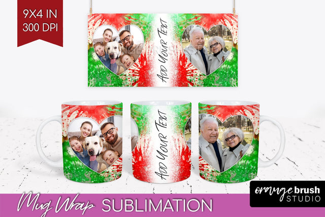 Christmas Photo Frame Mug Wrap - Tie Dye Mug Sublimation Sublimation OrangeBrushStudio 