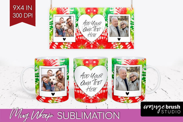 Christmas Photo Frame Mug Wrap - Tie Dye Mug Sublimation Sublimation OrangeBrushStudio 