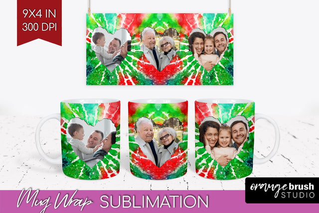 Christmas Photo Frame Mug Wrap - Tie Dye Mug Sublimation Sublimation OrangeBrushStudio 