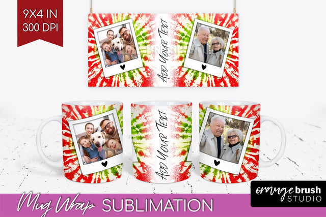 Christmas Photo Frame Mug Wrap - Tie Dye Mug Sublimation Sublimation OrangeBrushStudio 