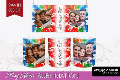 Christmas Photo Frame Mug Wrap - Tie Dye Mug Sublimation Sublimation OrangeBrushStudio 