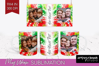 Christmas Photo Frame Mug Wrap - Tie Dye Mug Sublimation Sublimation OrangeBrushStudio 