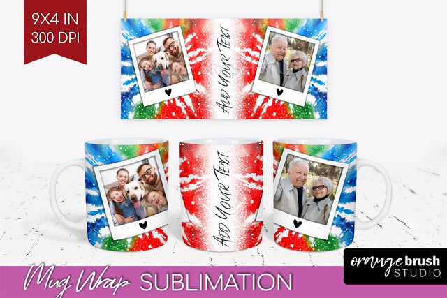 Christmas Photo Frame Mug Wrap - Tie Dye Mug Sublimation Sublimation OrangeBrushStudio 
