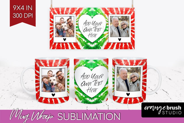 Christmas Photo Frame Mug Wrap - Tie Dye Mug Sublimation Sublimation OrangeBrushStudio 