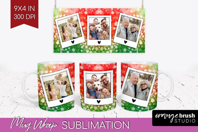 Christmas Photo Frame Mug Wrap - Tie Dye Mug Sublimation Sublimation OrangeBrushStudio 