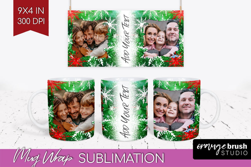 Christmas Photo Frame Mug Wrap - Tie Dye Mug Sublimation Sublimation OrangeBrushStudio 