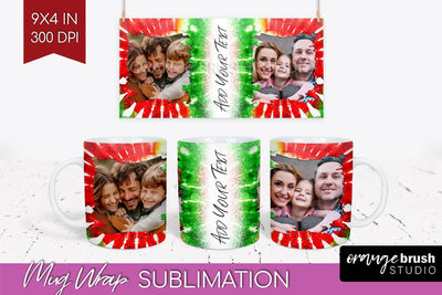 Christmas Photo Frame Mug Wrap - Tie Dye Mug Sublimation Sublimation OrangeBrushStudio 