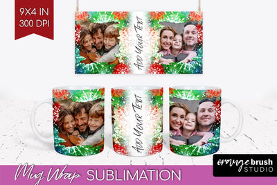 Christmas Photo Frame Mug Wrap - Tie Dye Mug Sublimation Sublimation OrangeBrushStudio 