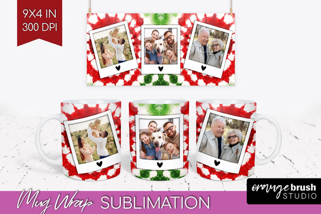 Christmas Photo Frame Mug Wrap - Tie Dye Mug Sublimation Sublimation OrangeBrushStudio 