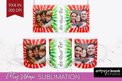 Christmas Photo Frame Mug Wrap - Tie Dye Mug Sublimation Sublimation OrangeBrushStudio 