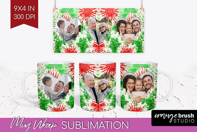 Christmas Photo Frame Mug Wrap - Tie Dye Mug Sublimation Sublimation OrangeBrushStudio 