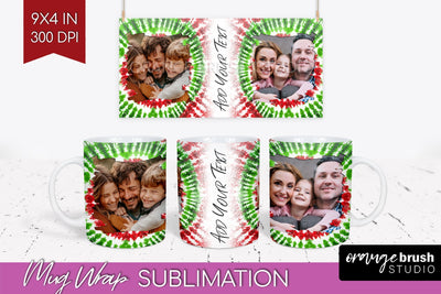 Christmas Photo Frame Mug Wrap - Tie Dye Mug Sublimation Sublimation OrangeBrushStudio 