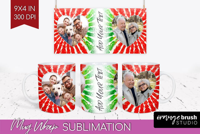 Christmas Photo Frame Mug Wrap - Tie Dye Mug Sublimation Sublimation OrangeBrushStudio 