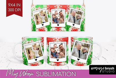 Christmas Photo Frame Mug Wrap - Tie Dye Mug Sublimation Sublimation OrangeBrushStudio 