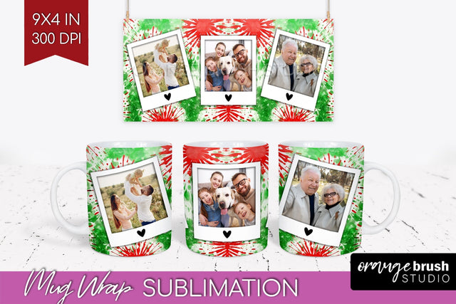 Christmas Photo Frame Mug Wrap - Tie Dye Mug Sublimation Sublimation OrangeBrushStudio 