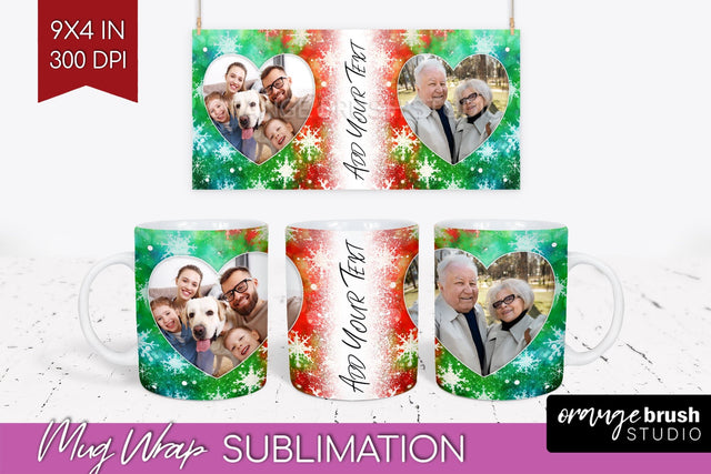 Christmas Photo Frame Mug Wrap - Tie Dye Mug Sublimation Sublimation OrangeBrushStudio 