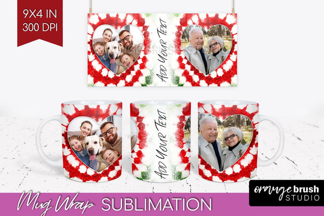 Christmas Photo Frame Mug Wrap - Tie Dye Mug Sublimation Sublimation OrangeBrushStudio 