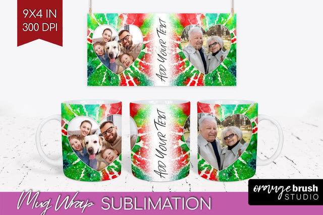 Christmas Photo Frame Mug Wrap - Tie Dye Mug Sublimation Sublimation OrangeBrushStudio 