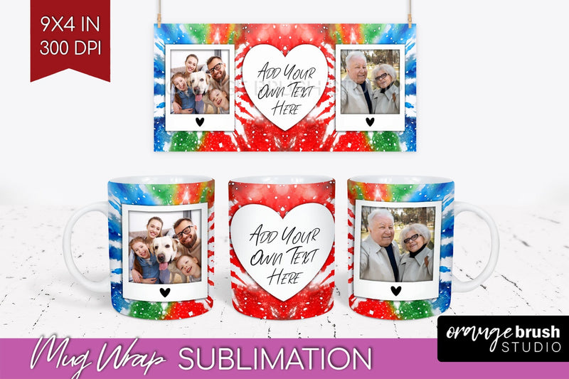 Christmas Photo Frame Mug Wrap - Tie Dye Mug Sublimation Sublimation OrangeBrushStudio 