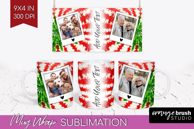Christmas Photo Frame Mug Wrap - Tie Dye Mug Sublimation Sublimation OrangeBrushStudio 