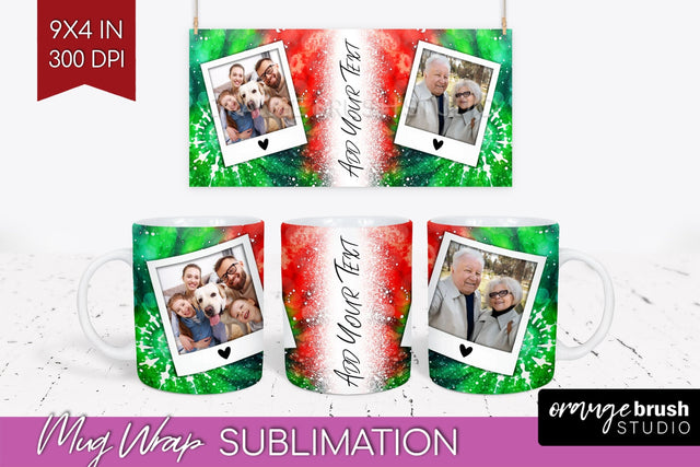 Christmas Photo Frame Mug Wrap - Tie Dye Mug Sublimation Sublimation OrangeBrushStudio 