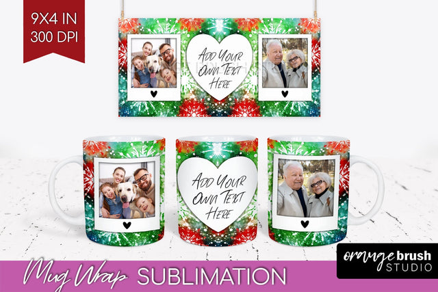 Christmas Photo Frame Mug Wrap - Tie Dye Mug Sublimation Sublimation OrangeBrushStudio 