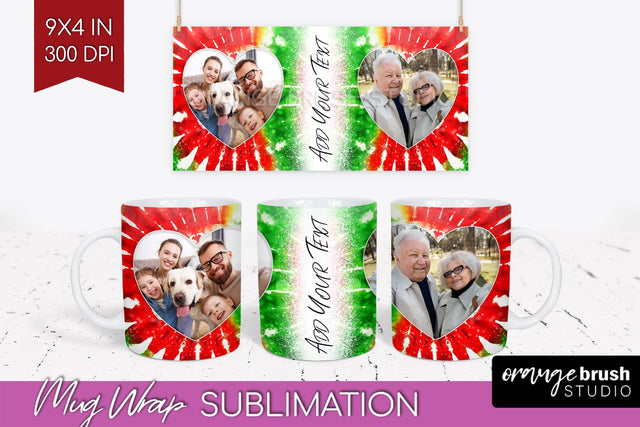Christmas Photo Frame Mug Wrap - Tie Dye Mug Sublimation Sublimation OrangeBrushStudio 