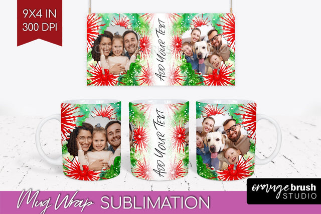 Christmas Photo Frame Mug Wrap - Tie Dye Mug Sublimation Sublimation OrangeBrushStudio 
