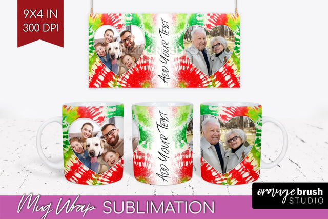 Christmas Photo Frame Mug Wrap - Tie Dye Mug Sublimation Sublimation OrangeBrushStudio 