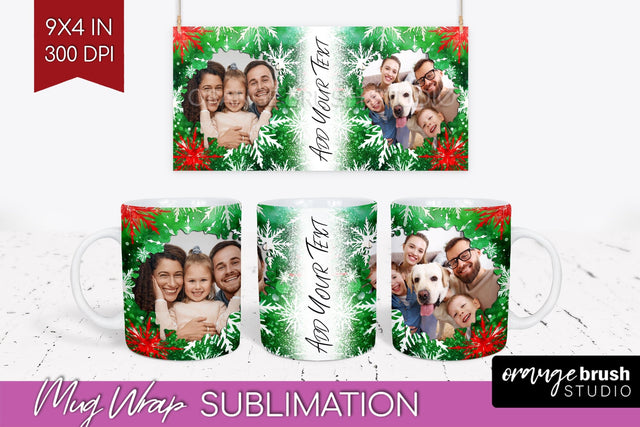 Christmas Photo Frame Mug Wrap - Tie Dye Mug Sublimation Sublimation OrangeBrushStudio 