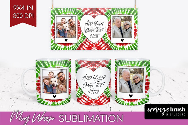 Christmas Photo Frame Mug Wrap - Tie Dye Mug Sublimation Sublimation OrangeBrushStudio 