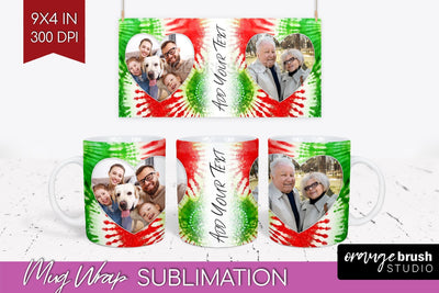 Christmas Photo Frame Mug Wrap - Tie Dye Mug Sublimation Sublimation OrangeBrushStudio 