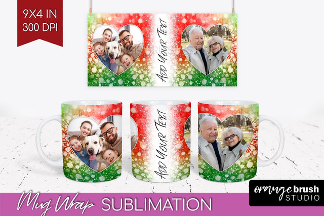 Christmas Photo Frame Mug Wrap - Tie Dye Mug Sublimation Sublimation OrangeBrushStudio 