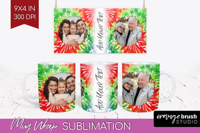 Christmas Photo Frame Mug Wrap - Tie Dye Mug Sublimation Sublimation OrangeBrushStudio 