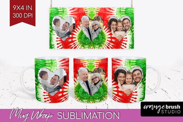 Christmas Photo Frame Mug Wrap - Tie Dye Mug Sublimation Sublimation OrangeBrushStudio 