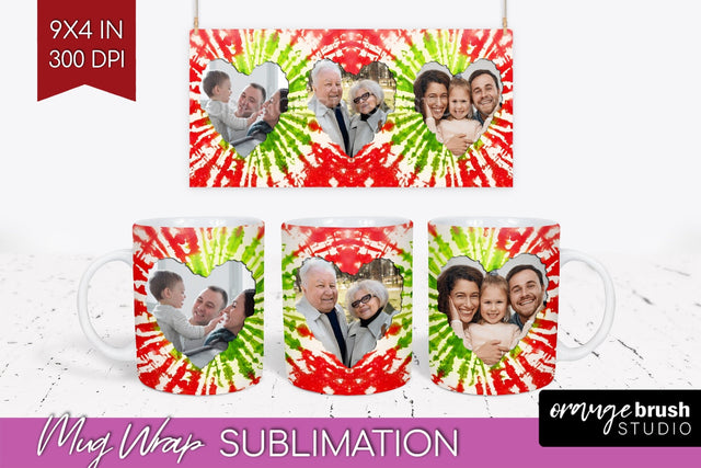 Christmas Photo Frame Mug Wrap - Tie Dye Mug Sublimation Sublimation OrangeBrushStudio 